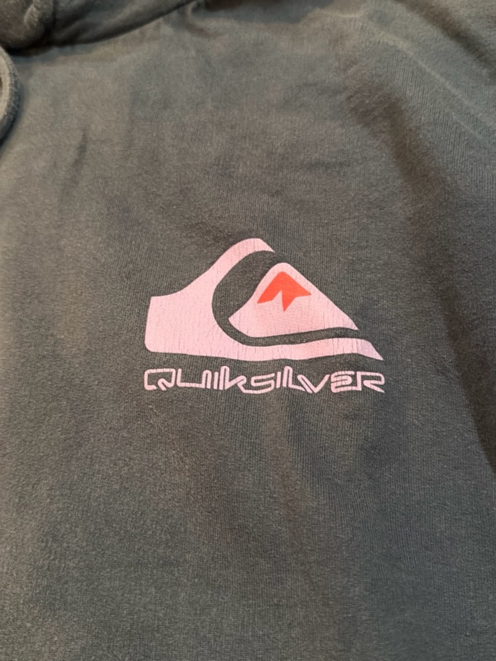 Quiksilver Men's Charcoal Crewneck Sweatshirt with Pink & Orange Logo